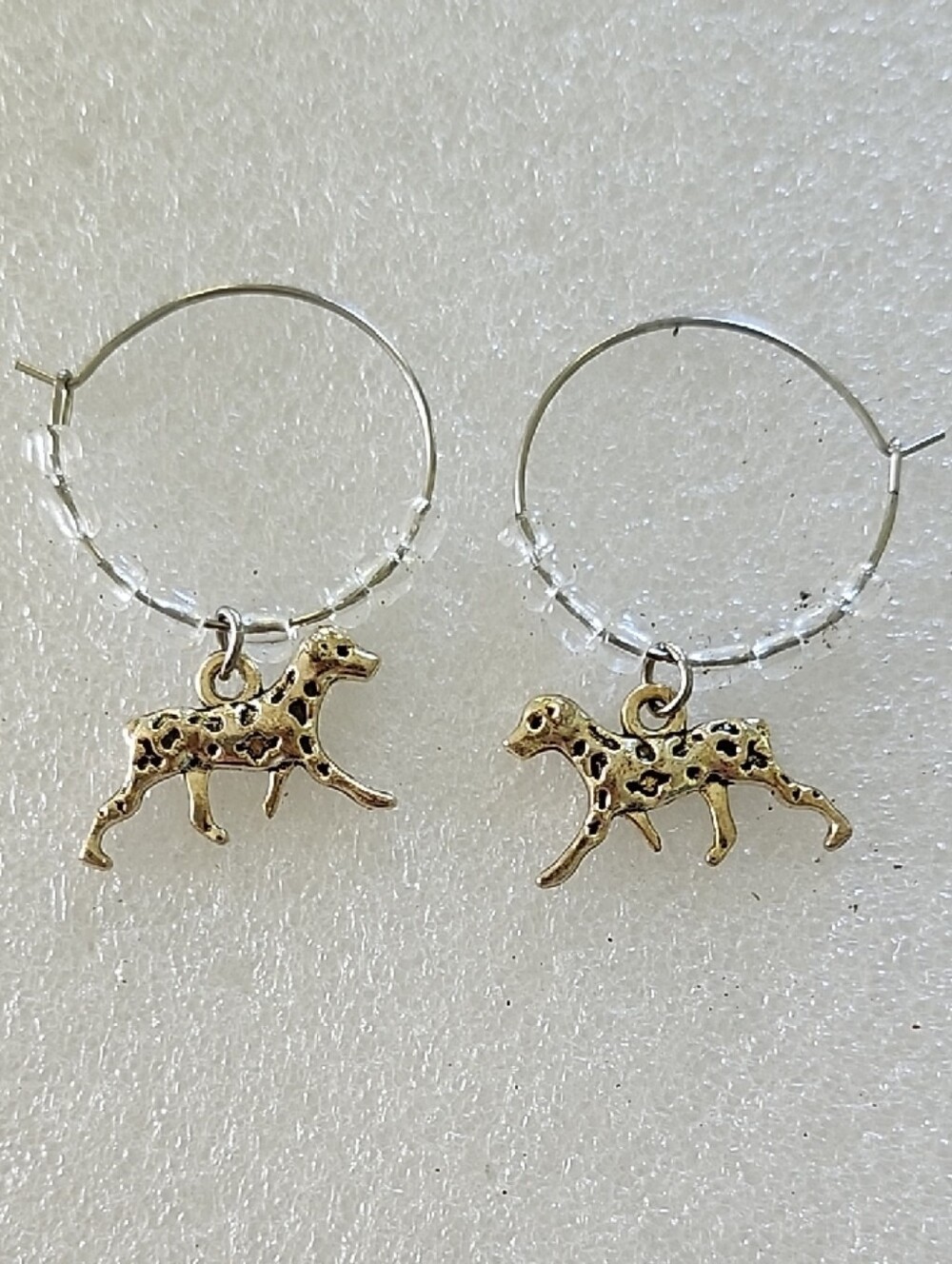 Hand Crafted Gold Dog Charm Hoop Earrings